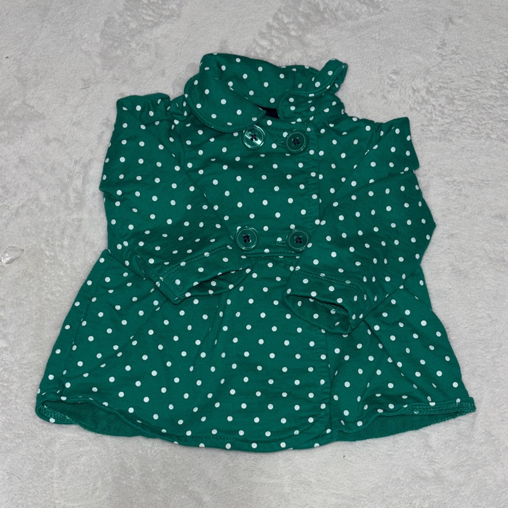 (3 for $10) carters Green Polka Dot Trench Coat sweater